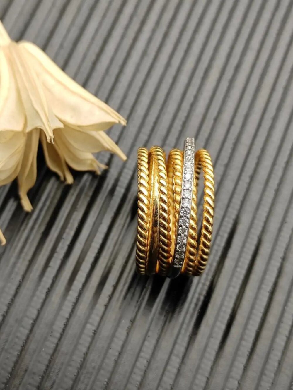 David Yurman Gold Thread Ring With Diamonds View 2